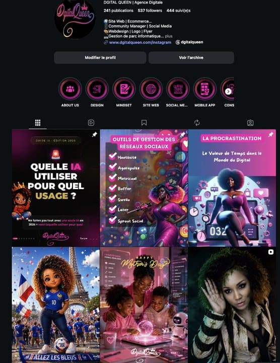Compte Instagram DGITAL QUEEN