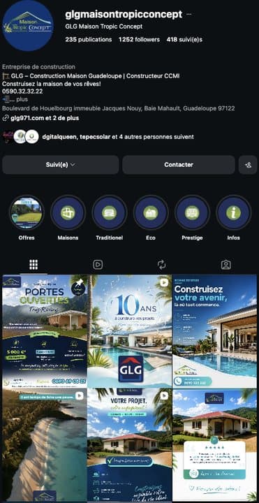 Compte Instagram GLG Maison Tropic Concept